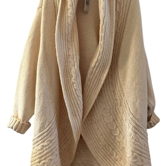 Torrid Woman's Plus-Size Ivory Chunky Knit Cocoon Open-front Cardigan Sz 26 - Picture 8 of 12